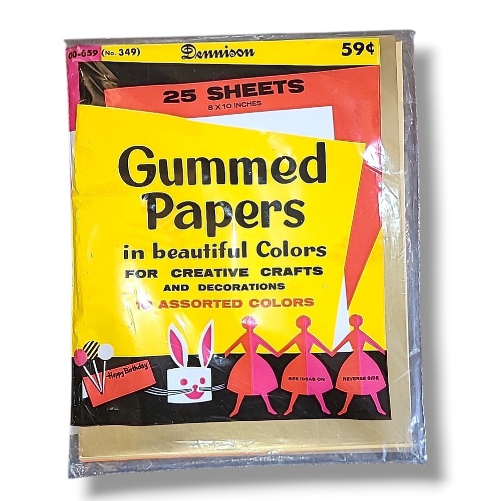 Vintage Dennison Gummed Paper 25 Sheets‎ 8x10 NOS Craft Paper Sealed